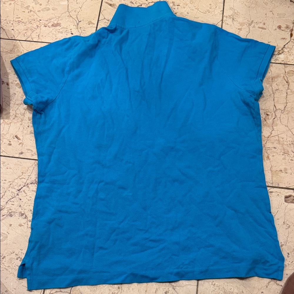 Women’s Ralph Lauren Blue Polo with Yellow Pony Logo - Picture 5 of 5